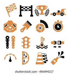 motor race icon set