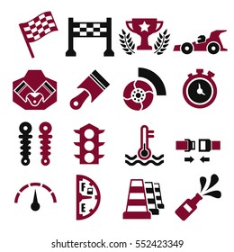motor race icon set