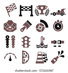 motor race icon set