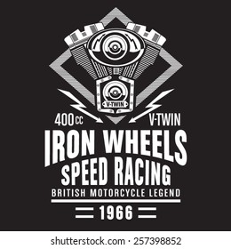 Motor racing british typography, t- shirt graphics, vectors