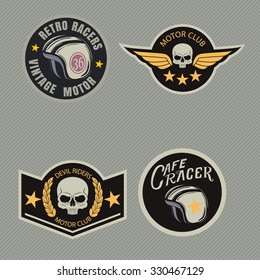 motor racing emblem set,sticker,arms,vector illustration