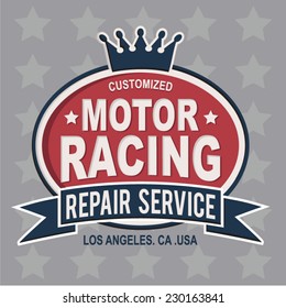 Motor racing typography, t-shirt graphics,, vectors