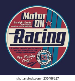 Motor racing typography, t-shirt graphics, vectors