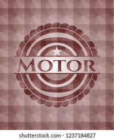 Motor red seamless badge with geometric pattern background.