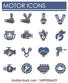 Motor related icons on background for graphic and web design. Simple illustration. Internet concept symbol for website button or mobile app.