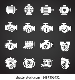 Motor related icons on background for graphic and web design. Simple illustration. Internet concept symbol for website button or mobile app.