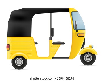 motor rickshaw tuk-tuk asia taxi transport vector illustration isolated on white background