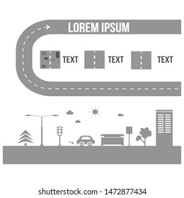 Motor Road Vector Infographic Template For Your Design.The Picture With The Road In The City.