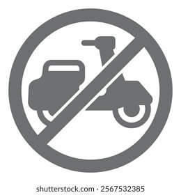 Motor scooter ban solid icon, prohibited elements concept. Vector graphics. Motorbike portable transport forbidden sign on white background, glyph style icon for mobile or web design