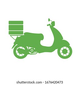 Motor scooter with delivery box. Vector illustration.