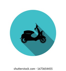 Motor scooter long shadow icon. Simple glyph, flat vector of transport icons for ui and ux, website or mobile application