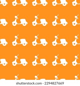 Motor scooter silhouette, seamless pattern, vector illustration