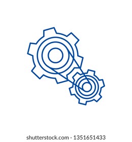 Motor settings,engine line icon concept. Motor settings,engine flat  vector symbol, sign, outline illustration.