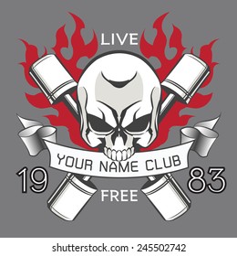 Motor skull crest graphic - vector illustrator
