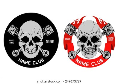 motor Skull Emblem. vector logo graphic 