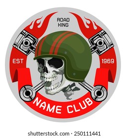 motor Skull Emblem. vector logo graphic 