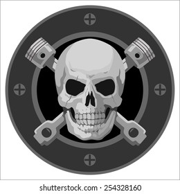 motor Skull Emblem. vector logo graphic