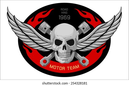 motor Skull Emblem. vector logo graphic 