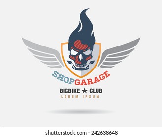 Motor skull sticker graphic and vector