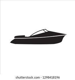 Motor Speed Boat icon in a flat design in black color. Vector