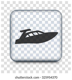 Motor Speed Boat on Transparent Square Button