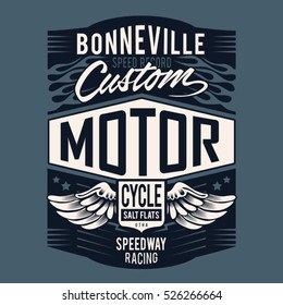 Motor speedway typography, t-shirt graphics, vectors