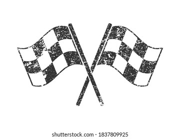 Motor sport checkered flag icon shape symbol. Finish/start check race logo sign. Vector illustration image. Isolated on white background.