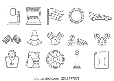 Motor sport icon vector set illustration