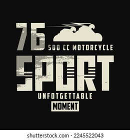 Motor sport Typography . Vector illustration. Tee shirt graphics. Print