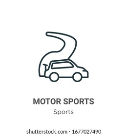 Motor sports outline vector icon. Thin line black motor sports icon, flat vector simple element illustration from editable sports concept isolated stroke on white background