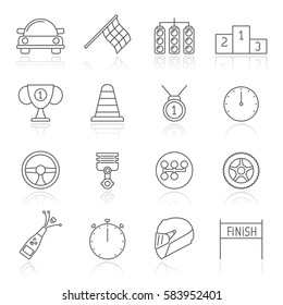 motor sports and racing icons - vector icon set