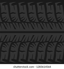 Motor tire tracks vector illustration. Seamless automotive pattern useful for poster, print, flyer, book, booklet, brochure and leaflet backgrounds design. Editable graphic image in grey color.
