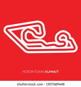 Motor town circuit, Kuwait. Motorsport race track vector map