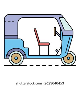 Motor tricycle icon. Outline motor tricycle vector icon color flat isolated on white