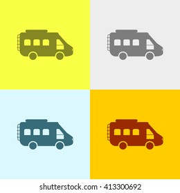 Motor van Icon on Four Different Backgrounds. Eps-10.