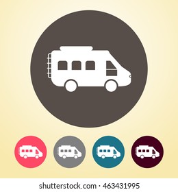 Motor van Icon in round shape.