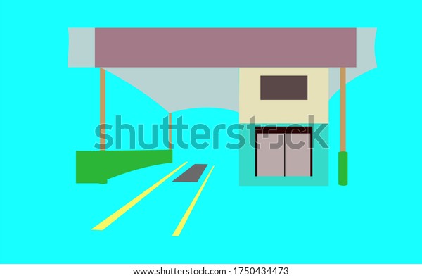 Motor vehicle car\
and motorcycle inspections station building with office area,Vector\
flat style illustration.