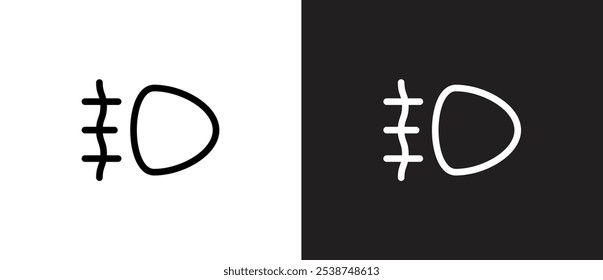 Nebelscheinwerfersymbol, Lichtschaltersymbol am Kraftfahrzeug, Vektorgrafik. Vektorgrafik eines Lichtschilds eines Fahrzeugs auf schwarz-weißem Hintergrund.