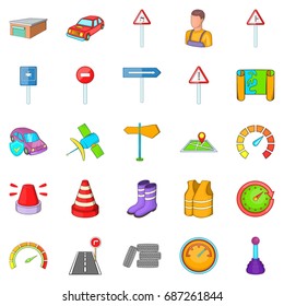 Motor vehicle icons set. Cartoon set of 25 motor vehicle icons for web isolated on white background