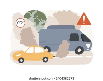 Motor vehicle pollution isolated concept vector illustration. Pollution certificate, motor vehicle emission reduction, car exhaust, transportation industry, co2 country rate vector concept.