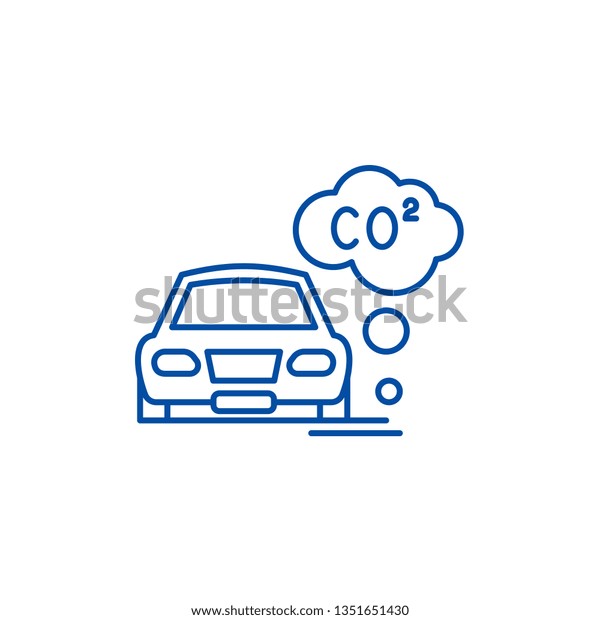 Motor vehicle\
pollution line icon concept. Motor vehicle pollution flat  vector\
symbol, sign, outline\
illustration.