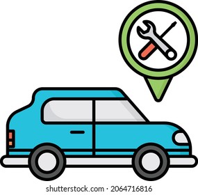 Motor Vehicle Repair Service Concept, Routine maintenance Vector Color Icon Design, Future transportation Symbol, Driverless Green Transport innovation Sign, Autonomous aerial lorry Stock Illustration