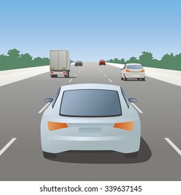 motor vehicles driving on highway