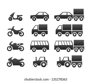 Motor vehicles icon set