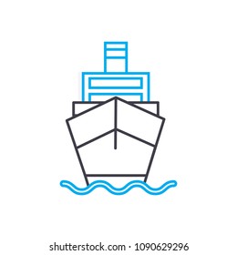 Motor vessel vector thin line stroke icon. Motor vessel outline illustration, linear sign, symbol concept.