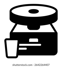Motor com roda e pé botão ícone sólido, cerâmica fazendo conceito. Gráficos vetoriais. Bancada para o sinal de escultura de argila no fundo branco, móvel estilo ou design