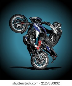 Motorcycle wheelie silhouette Stock Vectors, Images & Vector Art ...