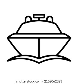 Motor Yacht Icon. Bold outline design with editable stroke width. Vector Illustration.