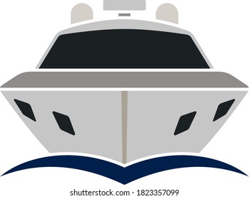 Motor Yacht Icon. Flat Color Design. Vector Illustration.