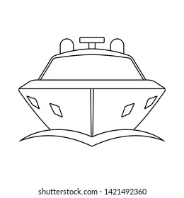Motor Yacht Icon. Outline Simple Design. Vector Illustration.